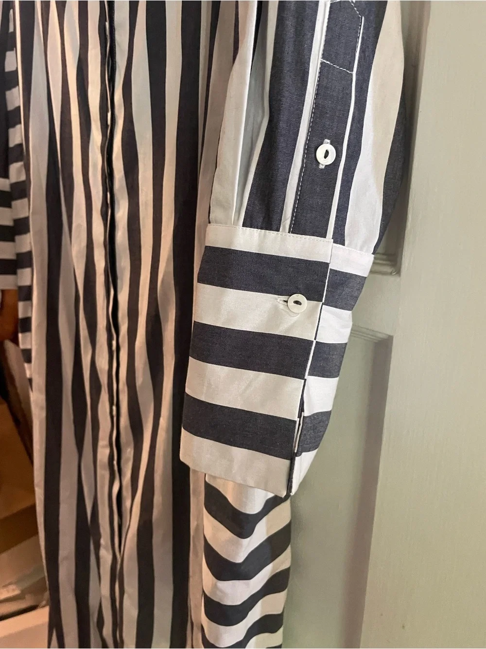Shirty Luxury Brand Striped Midi Shirt Dress - Black & White - Sz S - NWT - Picture 6 of 12